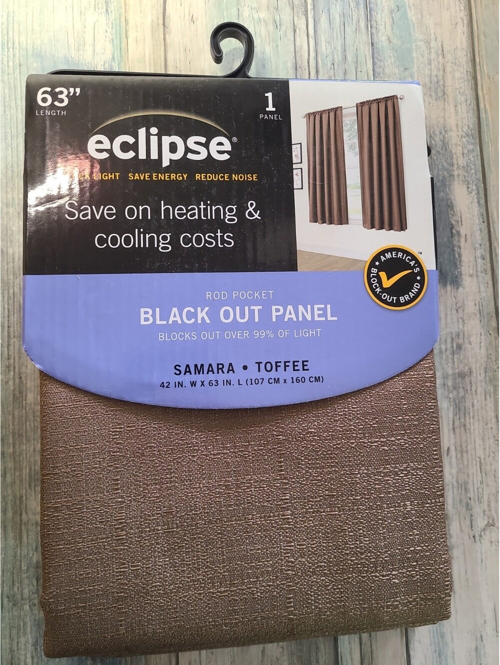 63 Inch Eclipse Blackout Panel Block Light Save Energy Reduce Noise Samara Toffe